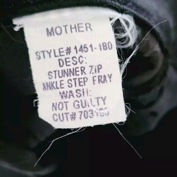 MOTHER Stunner Zip Ankle Step Fray Black High Rise Jeans size 28 Not Guilty Wash - Picture 8 of 9